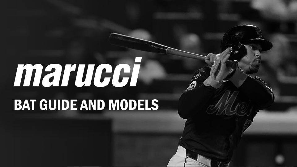 Marucci bats guide banner showing baseball player swinging Marucci wood bat