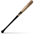 A two-tone birch wood baseball bat with a natural wood barrel and a black handle, featuring black and gold B45 Pro Select branding, lying diagonally on a white background with a shadow underneath.