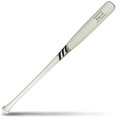 A solid white maple wood baseball bat featuring Marucci branding and Buster Posey POSEY28 Pro Model markings, lying diagonally on a white background with a shadow underneath.
