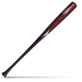 A two-tone baseball bat with a dark red barrel and a black handle, featuring the Old Hickory logo in black, lying diagonally on a white background with a shadow underneath.