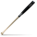 A two-tone baseball bat with a black barrel and a light natural wood handle, featuring the Old Hickory logo in gray, lying diagonally on a white background with a shadow underneath.