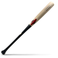 A baseball bat with a light natural wood barrel and a black handle, featuring the Old Hickory logo in red, lying diagonally on a white background with a shadow underneath.